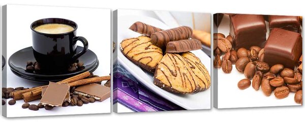 Gario Vászonképek készlet Kávés édességek - 3 részes Méret: 90 x 30 cm