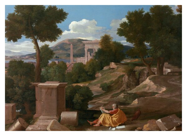 Kép - Nicolas Poussin, Landscape with Saint John on Patmos, reprodukciók (70x50 cm)