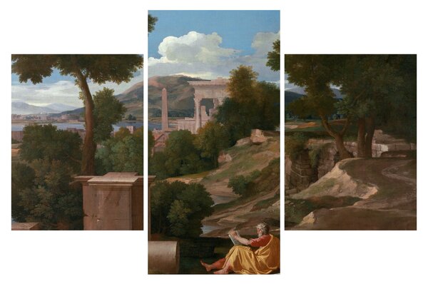 Kép - Nicolas Poussin, Landscape with Saint John on Patmos, reprodukciók (90x60 cm)