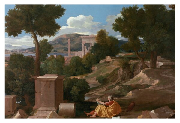Kép - Nicolas Poussin, Landscape with Saint John on Patmos, reprodukciók (90x60 cm)