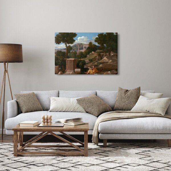Kép - Nicolas Poussin, Landscape with Saint John on Patmos, reprodukciók (90x60 cm)