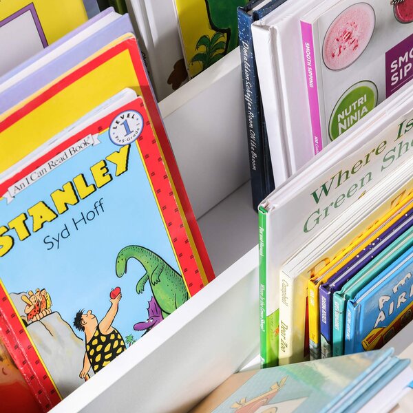 SONGMICS Űrhajós Gyerekkönyvespolc Játéktároló Kerekes Fiókkal Fehér