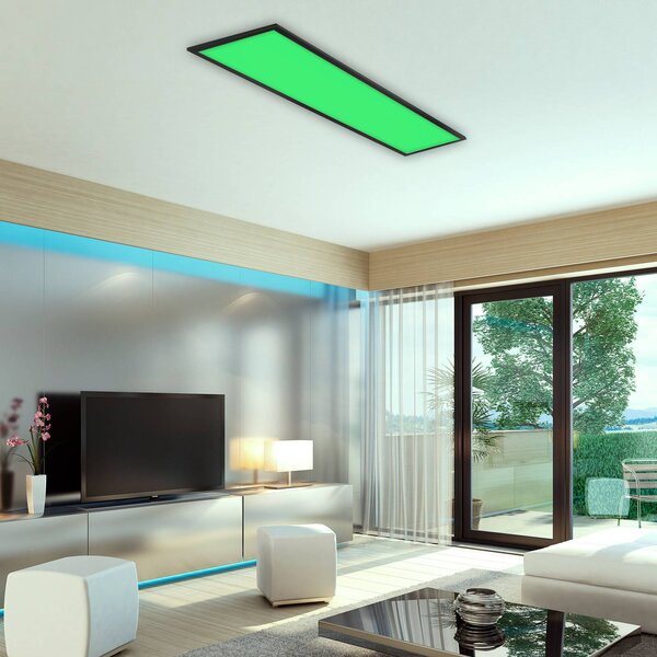 Briloner Színes LED panel, fényerőszabályozható, RGB, CCT, 100x25cm, dimmelhető, Fekete, Nappali / Étkező, Műanyag, Modern