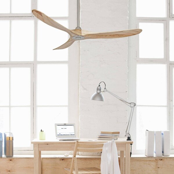 CasaFan ECO GENUINO mennyezeti ventilátor, króm/világos fa, Ø 152 cm, csendes, Világos fa, Nappali / Étkező, Fa, Modern