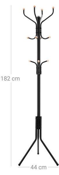 SONGMICS Elegáns Fém Ruhafogas Állvány Fekete 182 cm