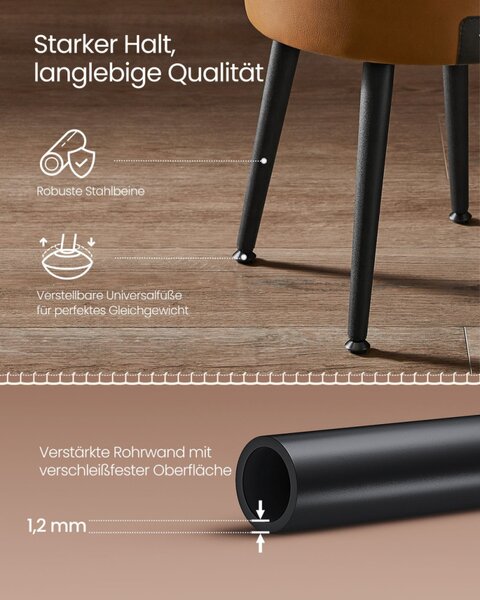 VASAGLE EKHO tároló puff műbőr karamell barna mid-century modern stílusban