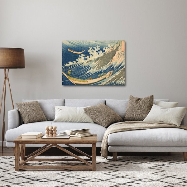 Kép - Katsushika Hokusai, Fishing Boats at Choshi in Shimosa (Soshu Choshi) , reprodukciók (70x50 cm)