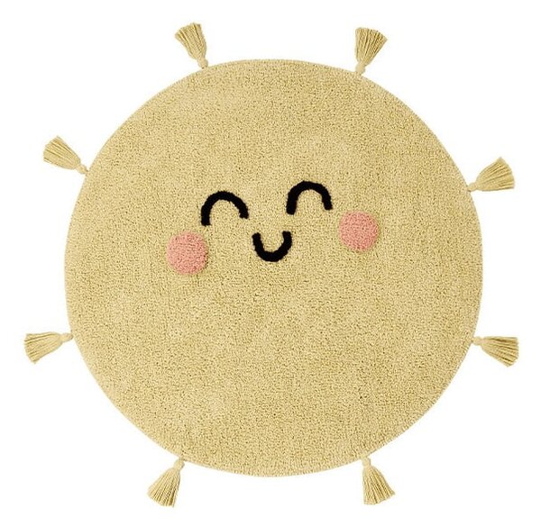 Sárga mosható kézi szövésű pamut gyerek szőnyeg ø100 cm You're My Sunshine – Lorena Canals