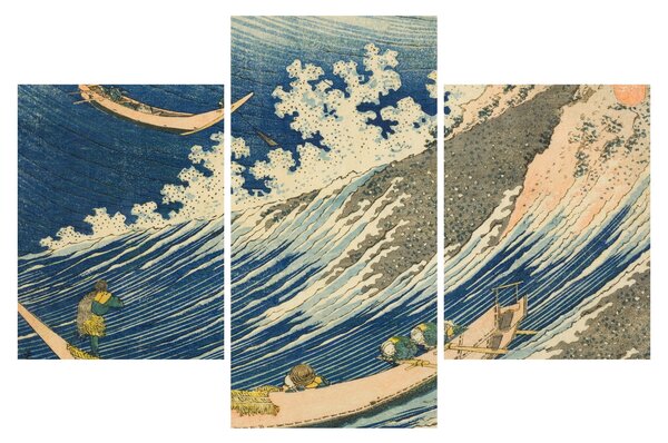 Kép - Katsushika Hokusai, Fishing Boats at Choshi in Shimosa (Soshu Choshi) , reprodukciók (90x60 cm)