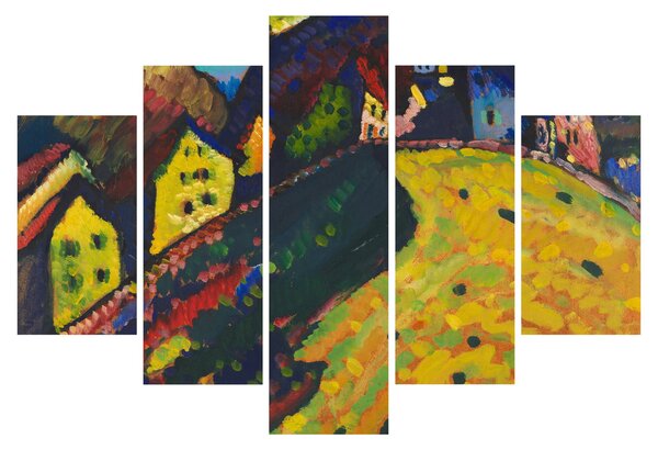 Kép - Vasily Kandinsky, Houses at Murnau, reprodukciók (150x105 cm)