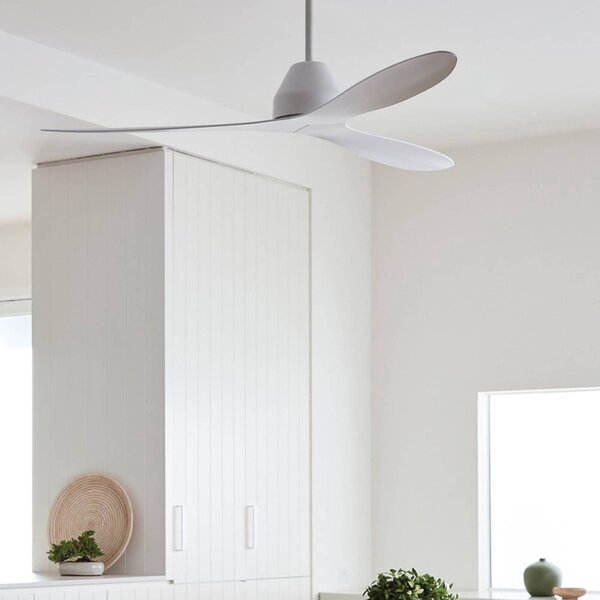 Beacon Lighting Whitehaven mennyezeti ventilátor, fehér, egyenáramú, csendes, 142 cm, Fehér / opál, Nappali / Étkező, Műanyag, Modern