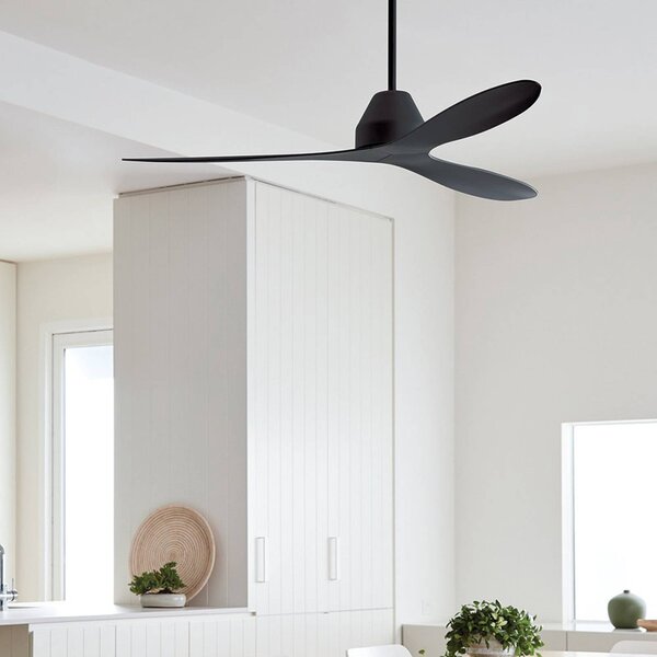 Beacon Lighting Whitehaven mennyezeti ventilátor, fekete, csendes, Ø 142 cm, Fekete, Nappali / Étkező, Műanyag, Modern