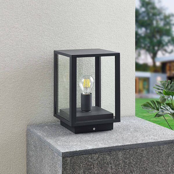 Lindby Giavanna talapzatlámpa, 29 cm, antracit, IP44, E27, dimmelhető, Fekete, Alumínium, Modern