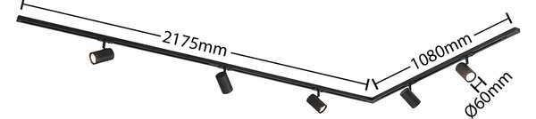 Lindby 1-körös sínrendszer Linaro, GU10, 5 lámpás, fekete, dimmelhető, Fekete, Folyosó, Alumínium, Modern