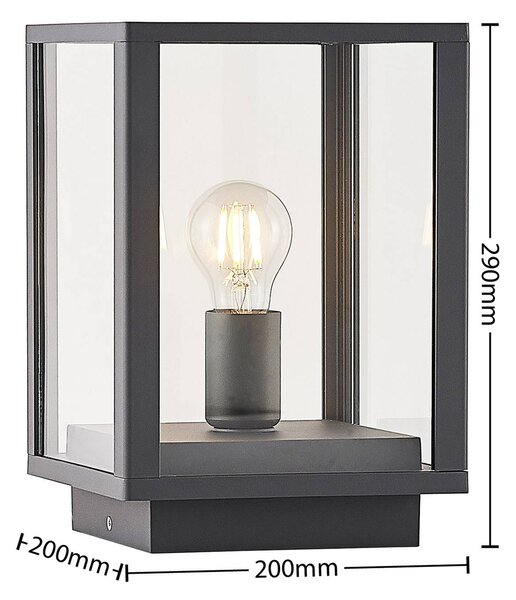 Lindby Giavanna talapzatlámpa, 29 cm, antracit, IP44, E27, dimmelhető, Fekete, Alumínium, Modern