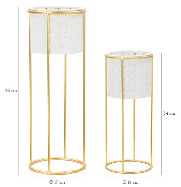 Fém virágtartó állvány szett 2 db-os ø 17 cm (magasság 46 cm) Whity – Mauro Ferretti