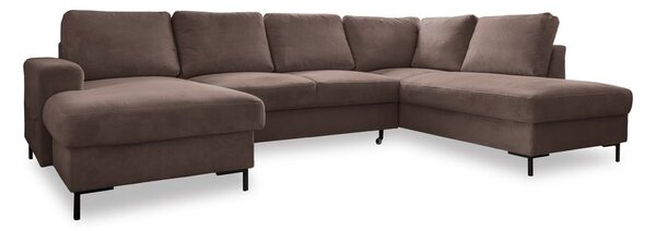 Barna kordbársony kinyitható sarokkanapé (jobb oldali) Lofty Lilly – Miuform
