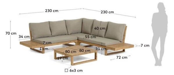 Barna ötszemélyes kerti lounge szett Flaviina – Kave Home