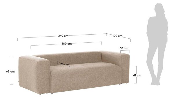 Blok bézs kanapé, 240 cm - Kave Home