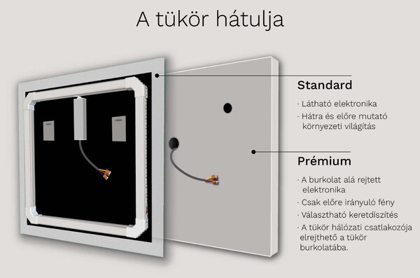 Kerek tükör LED világítással C9 prémium