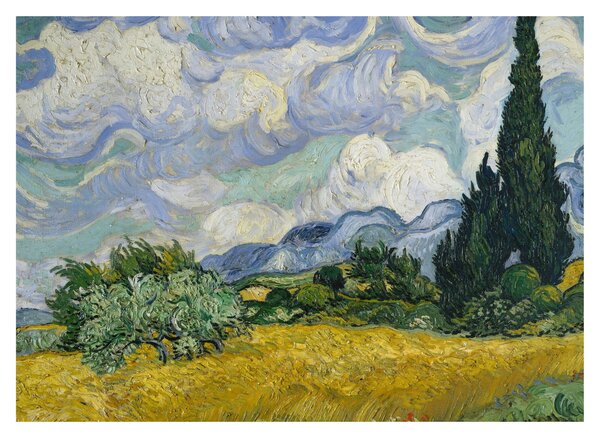 Kép - Vincent van Gogh, Wheat Field with Cypresses, reprodukciók (70x50 cm)