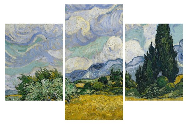 Kép - Vincent van Gogh, Wheat Field with Cypresses, reprodukciók (90x60 cm)