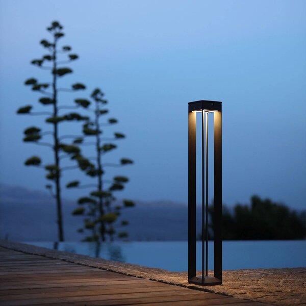Les Jardins LED szolárlámpa, 90 cm, szürke, érzékelővel, dimmelhető, Alu / szürke / cink, Alumínium