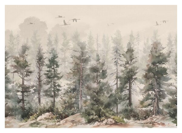 Üveg kép - Fenyőerdő I., akvárium (70x50 cm)