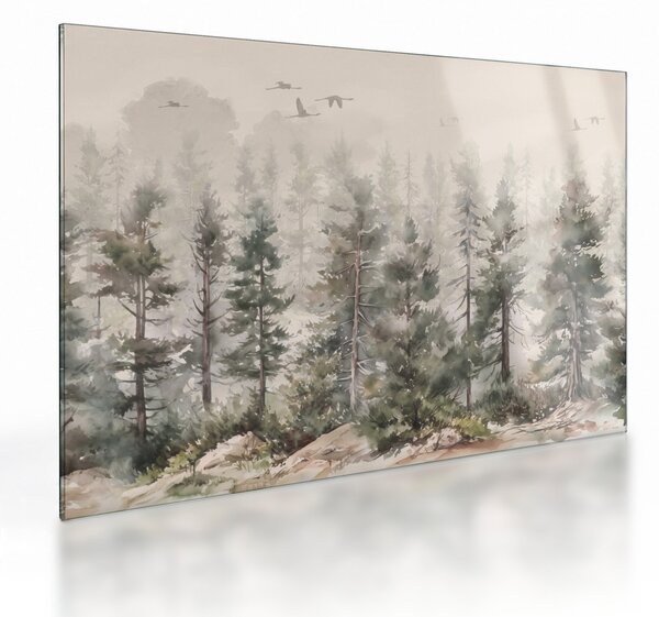 Üveg kép - Fenyőerdő I., akvárium (70x50 cm)