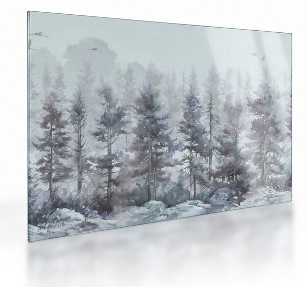 Üveg kép - Fenyőerdő II., akvárium (70x50 cm)