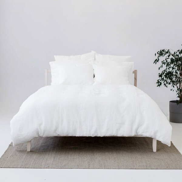 Fehér kétszemélyes lenkeverék ágyneműhuzat 200x200 cm – Linen Tales
