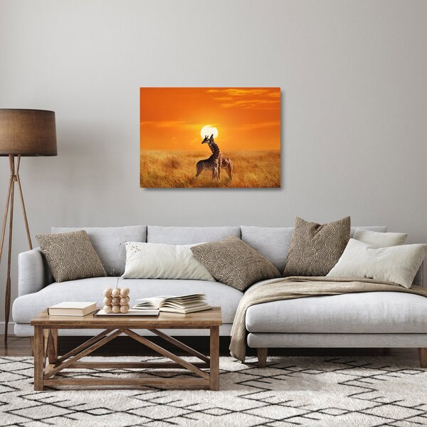 Üveg kép - Zsiráfok a Serengeti Nemzeti Parkban (70x50 cm)