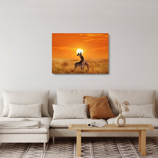 Üveg kép - Zsiráfok a Serengeti Nemzeti Parkban (70x50 cm)