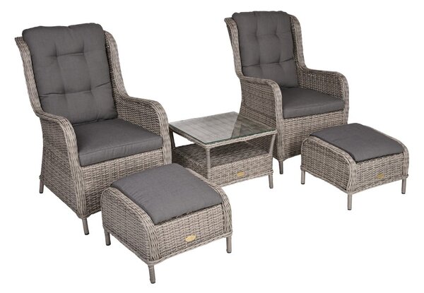 Szürke műrattan kétszemélyes kerti lounge szett Valencia – Garden Pleasure