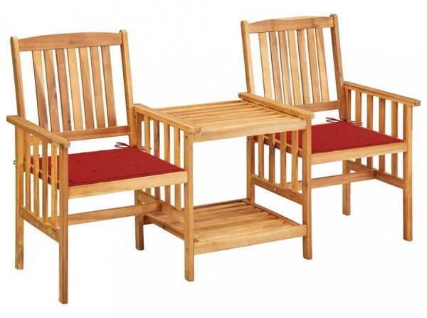 Tömör akácfa kerti székek teázóasztallal és párnákkal