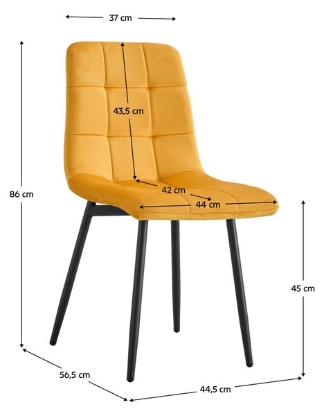 KONDELA Szék, sárga Velvet szövet/fekete, RAMITA TYP 3