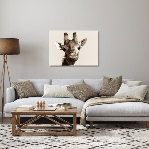 Üveg kép - Zsiráf portré, vintage (70x50 cm)
