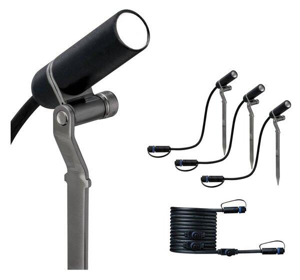 Paulmann Plug & Shine Plantini 3000K 3 darabos kiegészítés, dimmelhető, Fekete, Alumínium, Modern
