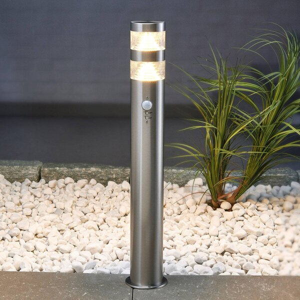 Lindby LED-es útvilágítás Lanea, 60 cm, szürke, érzékelő, IP44, Alu / szürke / cink, Rozsdamentes acél, Modern