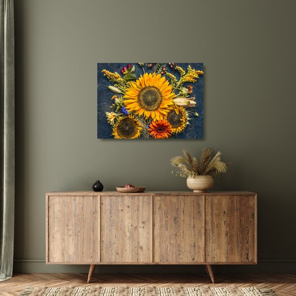 Üveg kép - Őszi virágok (70x50 cm)