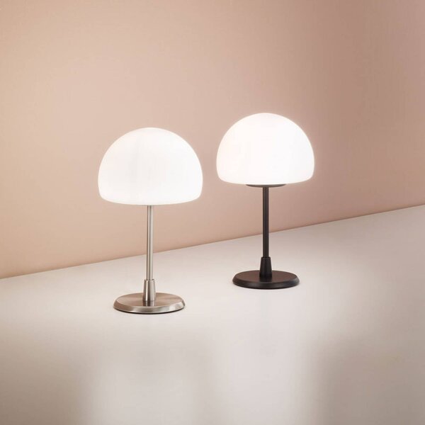 Fabas Luce LED asztali lámpa Gaia érintésszabályozóval, króm, dimmelhető, Króm / ezüst, Hálószoba, Üveg, Modern