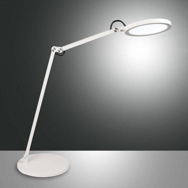 Fabas Luce LED íróasztal lámpa Regina fényerősz., fehér, dimmelhető, Fehér / opál, Dolgozószoba / Iroda, fém, Modern