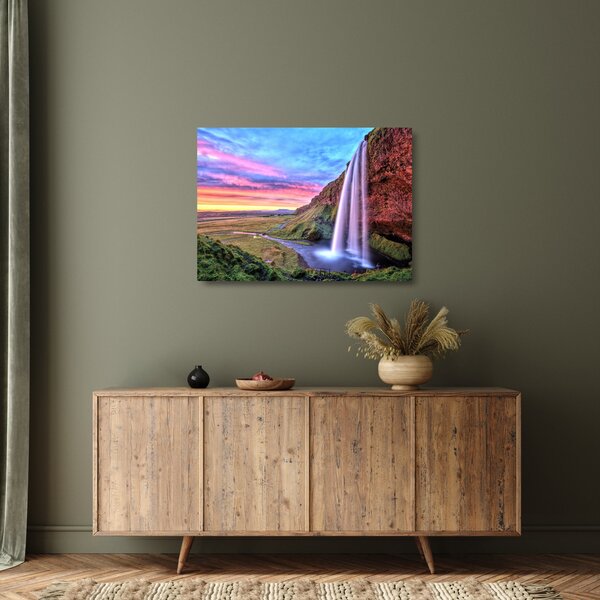 Üveg kép - Seljalandsfoss vízesés (70x50 cm)