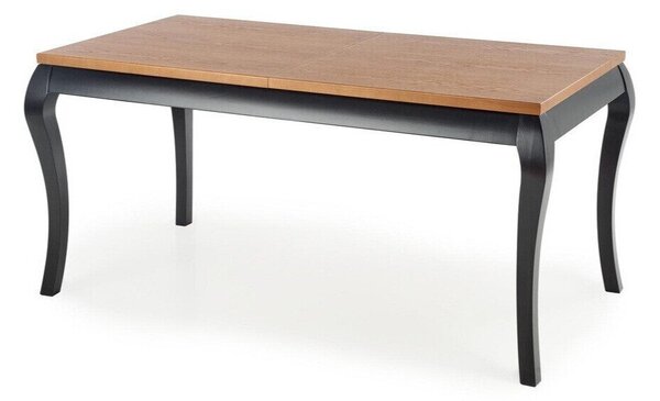 Asztal Houston 1202, Fekete, Sötét tölgy, 76x90x160cm, Hosszabbíthatóság, Természetes fa furnér, Váz anyaga, Bükkfa