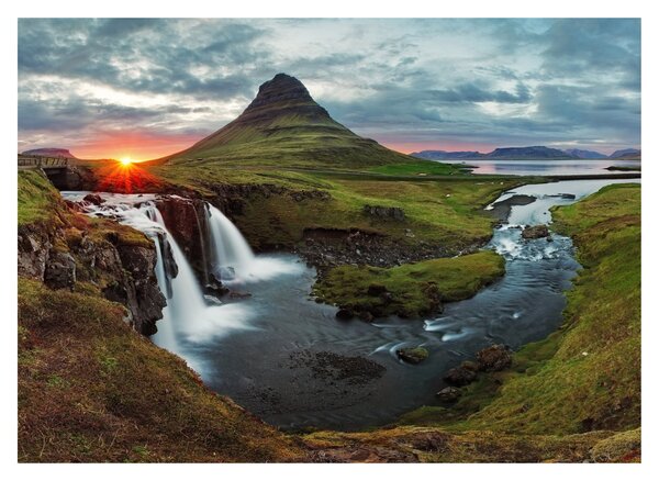 Üveg kép - Kirkjufell naplementében (70x50 cm)