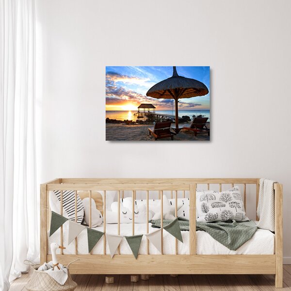 Üveg kép - Naplemente Mauritiuson (70x50 cm)
