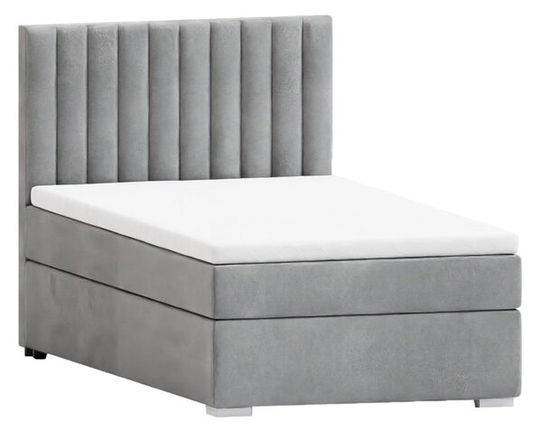 Világosszürke kárpitozott ágyneműtartós egyszemélyes ágy ágyráccsal 100x200 cm Bunny – Ropez