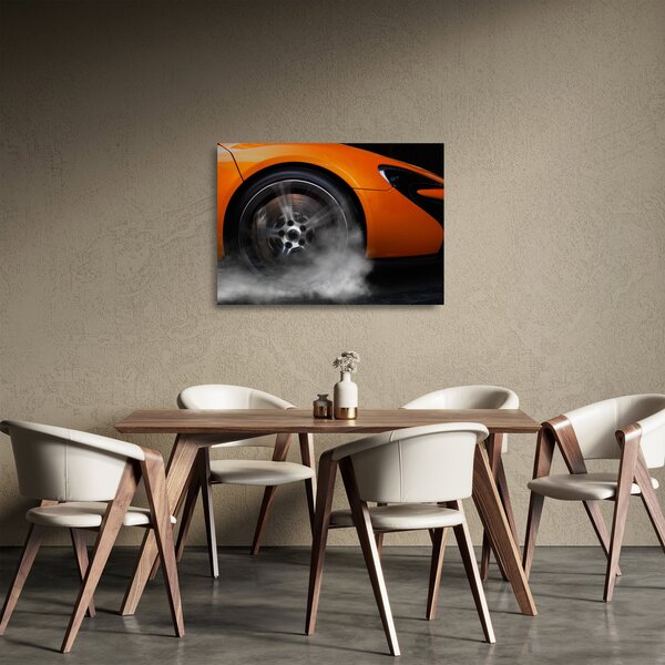Üveg kép - Narancssárga sportautó (70x50 cm)