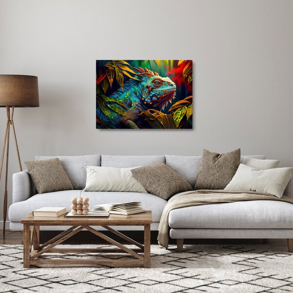 Üveg kép - Színes leguán (70x50 cm)