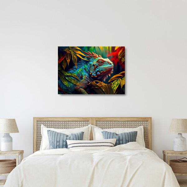 Üveg kép - Színes leguán (70x50 cm)